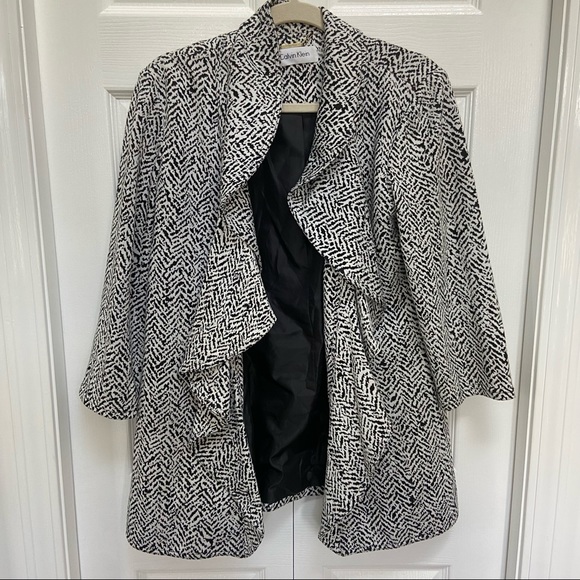Calvin Klein Jackets & Blazers - Black and White Printed Calvin Coat